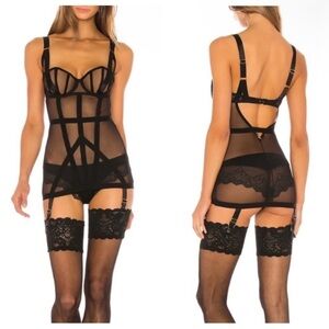 New! Bluebella Karolina Basque Black Mesh Lingerie Garter 1905